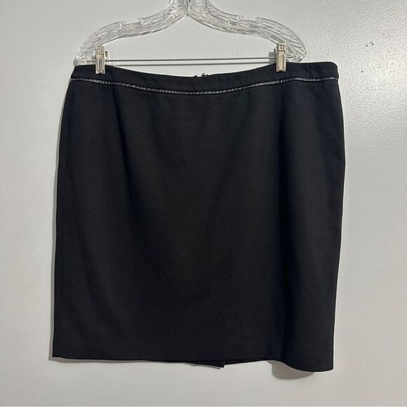 Talbots Black Faux Leather Trim Knit size 16WP - Picture 1 of 10